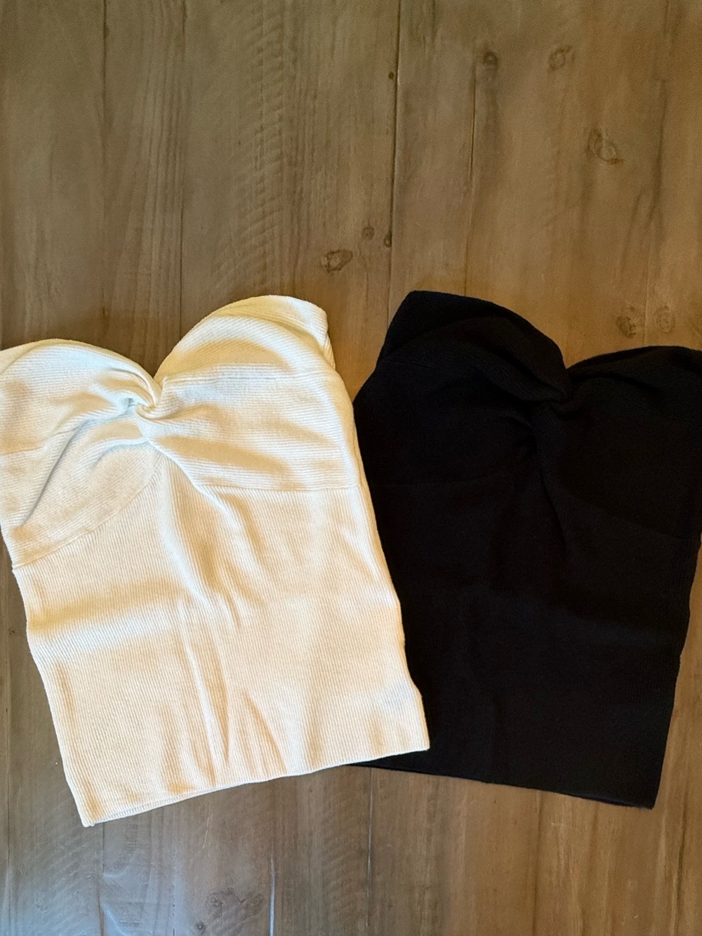 Strapless Sweetheart Knit Tube Top Duo - Black & White